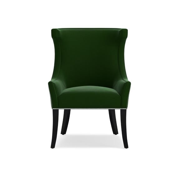 Regency Occasional Chair, Polished Nickel, Signature Velvet, Emerald - Image 0