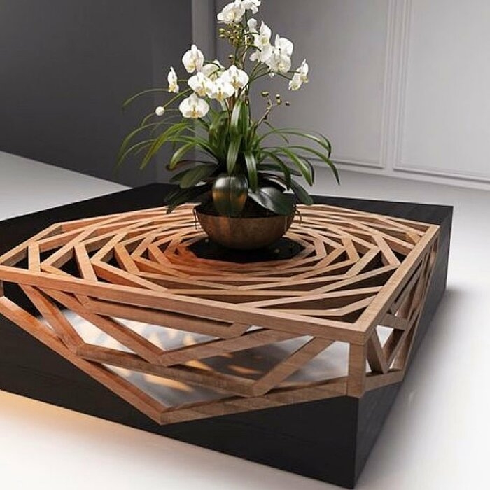 Black Hanako Solid Wood Abstract Coffee Table - Image 2