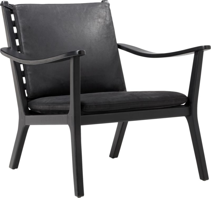 Parlay Black Leather Lounge Chair - Image 4