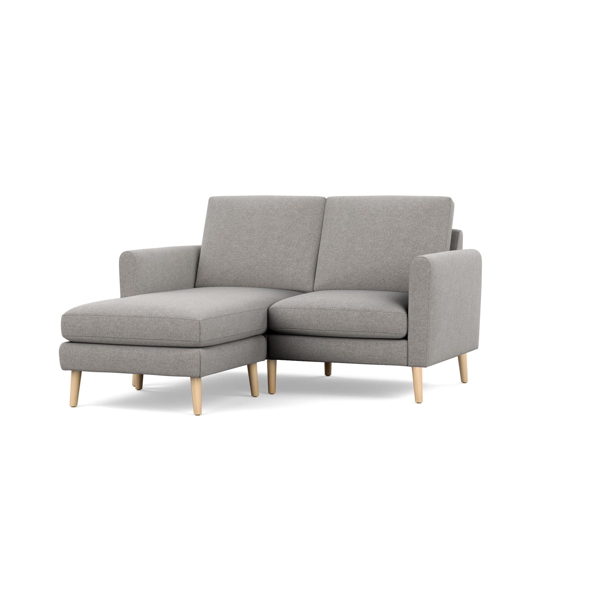 Nomad Loveseat with Chaise - Crushed Gravel - Performance Basketweave / Oak - Wood / Arch - Image 0