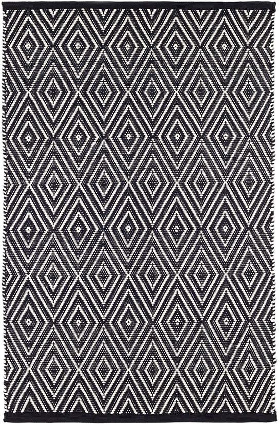 Diamond Black/Ivory Indoor/Outdoor Rug, 6' x 9' - Image 0