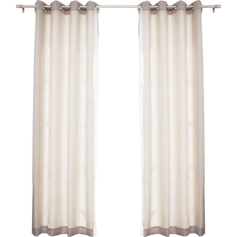 Kermit Solid Semi-Sheer Grommet Curtain Panel - Beige (Set of 2) - Image 0