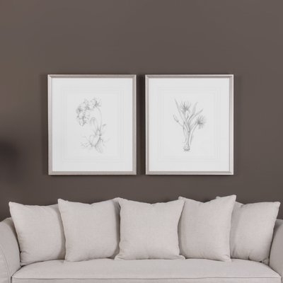 'Botanical Sketches' 2 Piece Framed Painting Print Set - Image 1