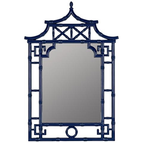 Pinlo Cobalt Blue 28 1/4" x 42" Pagoda Wall Mirror - Style # 1G204 - Image 0
