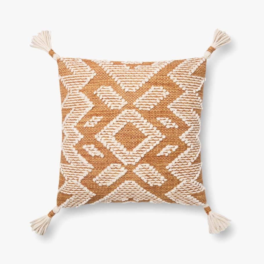 Magnolia Home by Joanna Gaines PILLOWS P1147 GOLD NATURAL 18" x 18" Cover w/Poly - Image 0