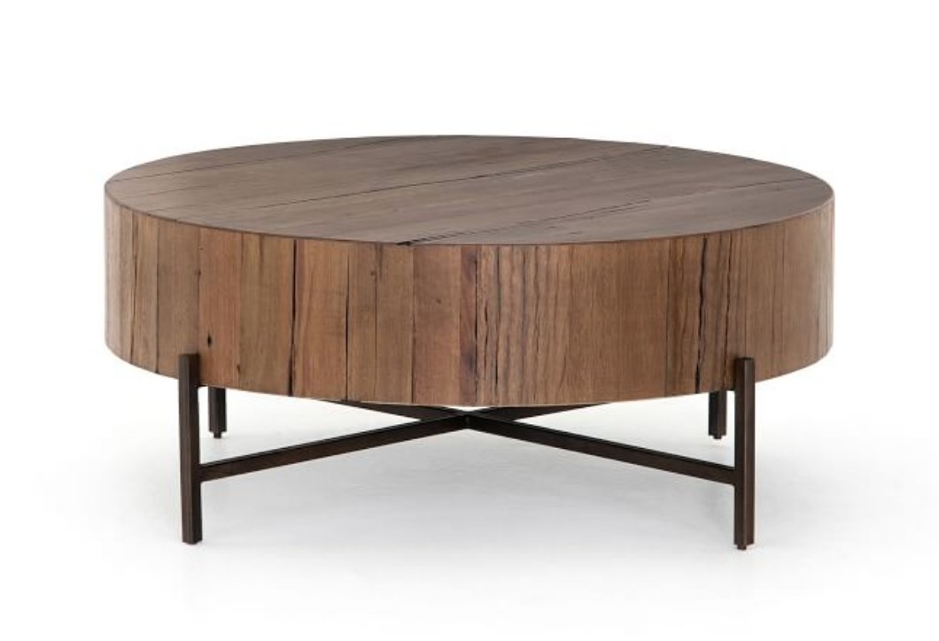 Fargo Round Coffee Table, Distressed Gray/Patina Copper - Image 0