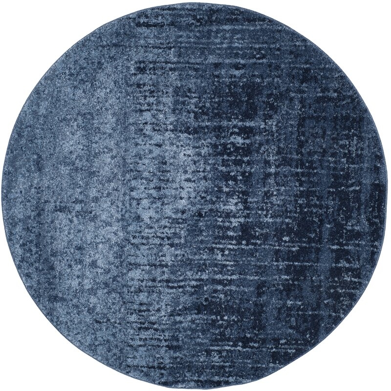 Socorro Abstract Light Blue / Blue Area Rug, round 8'x8' - Image 0