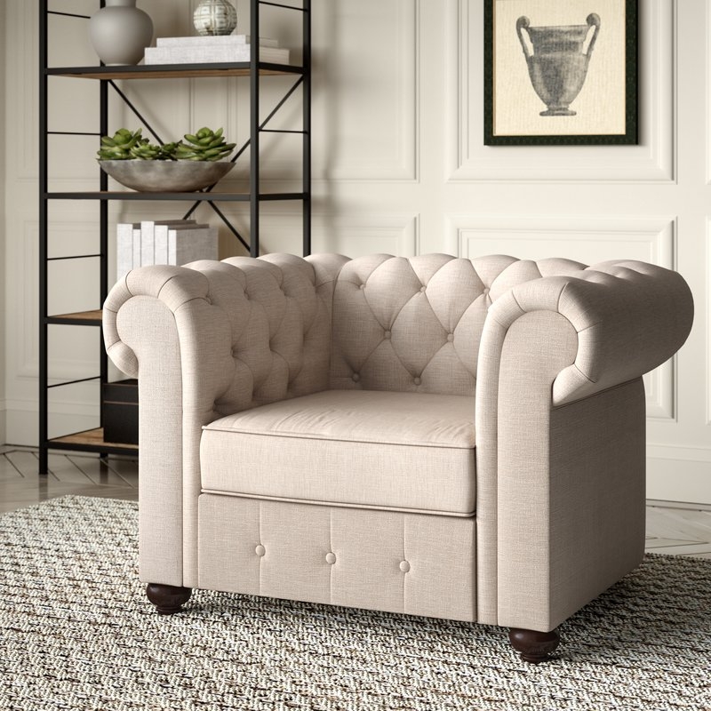Greyleigh Quitaque Chesterfield Chair in Beige - Image 1