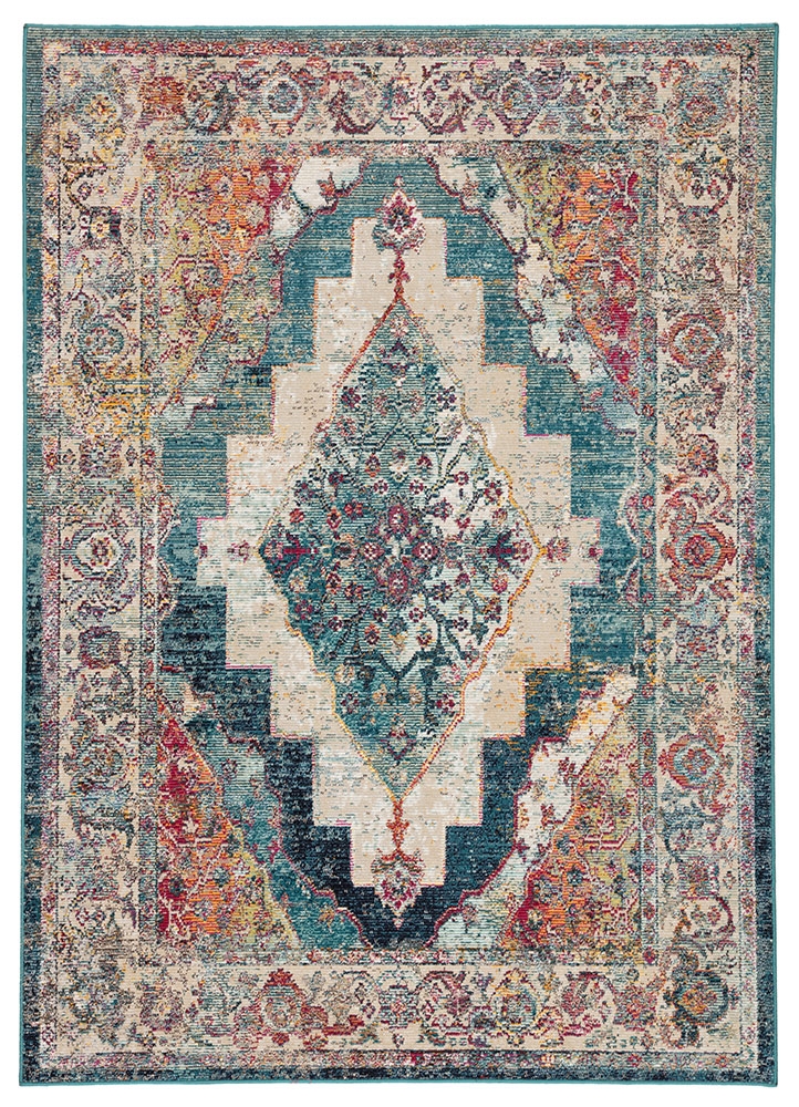 Peridot Area Rug, Teal & Red, 7'10" x 9'10" - Image 0