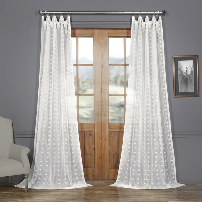 Levesque Solid Color Sheer Rod Pocket Single Curtain Panel - Image 0