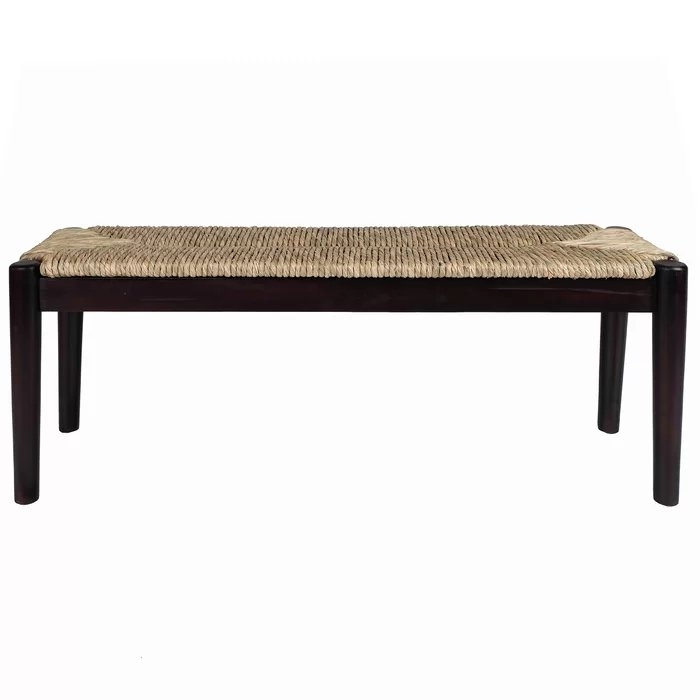 Malmesbury Wicker Bench, Black Finish Frame with Seagrass Woven Seat - Image 0