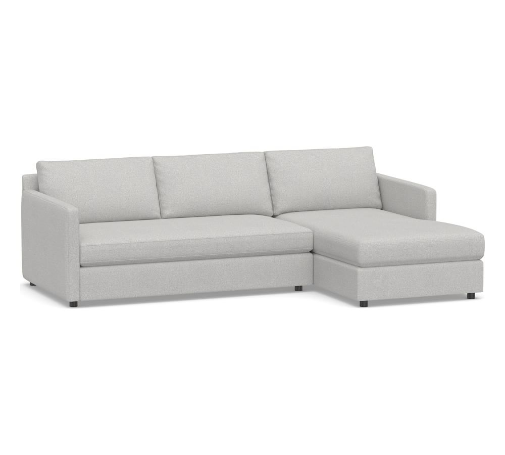 Pacifica Square Arm Upholstered Left-Arm Loveseat with Bench Cushion - Right-Arm Chaise - Image 0