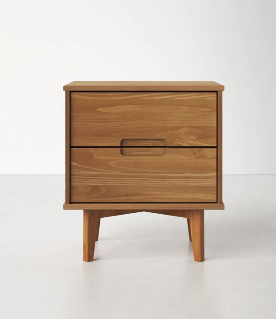 Mags 21.94'' Tall 2 - Drawer Solid Wood Nightstand in Caramel - Image 0