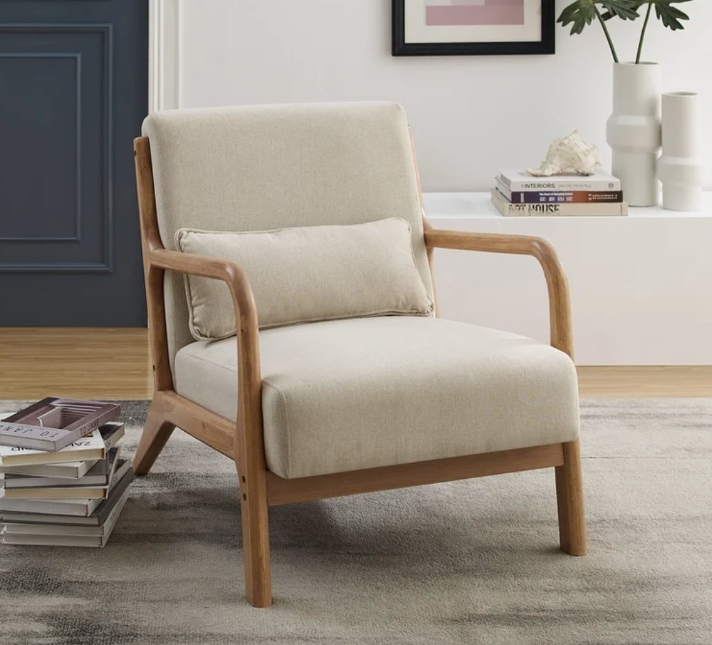 25.2" Wide Suburban Countyade Armchair Upholstery with 100% Linen - Image 1