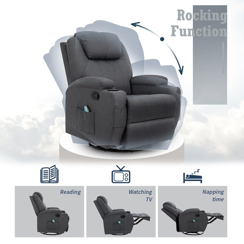 Swivel Rocker Reclining Heated Full Body Massage Chair - Image 2