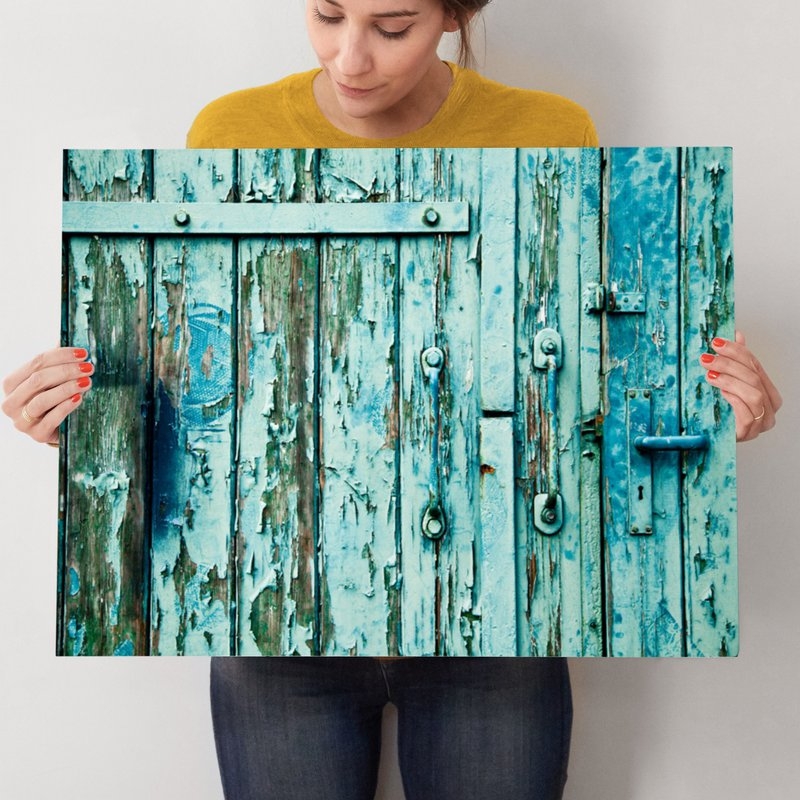 rusty door w/ artist signature (24.75"x18.75" framed) - Image 2