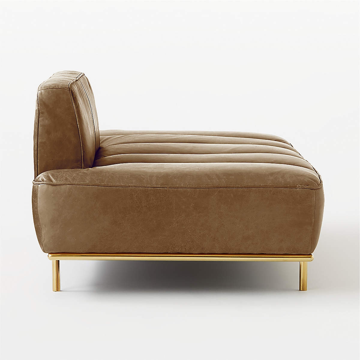 Lawndale Saddle Brown Leather Daybed with Brass Base - Image 3