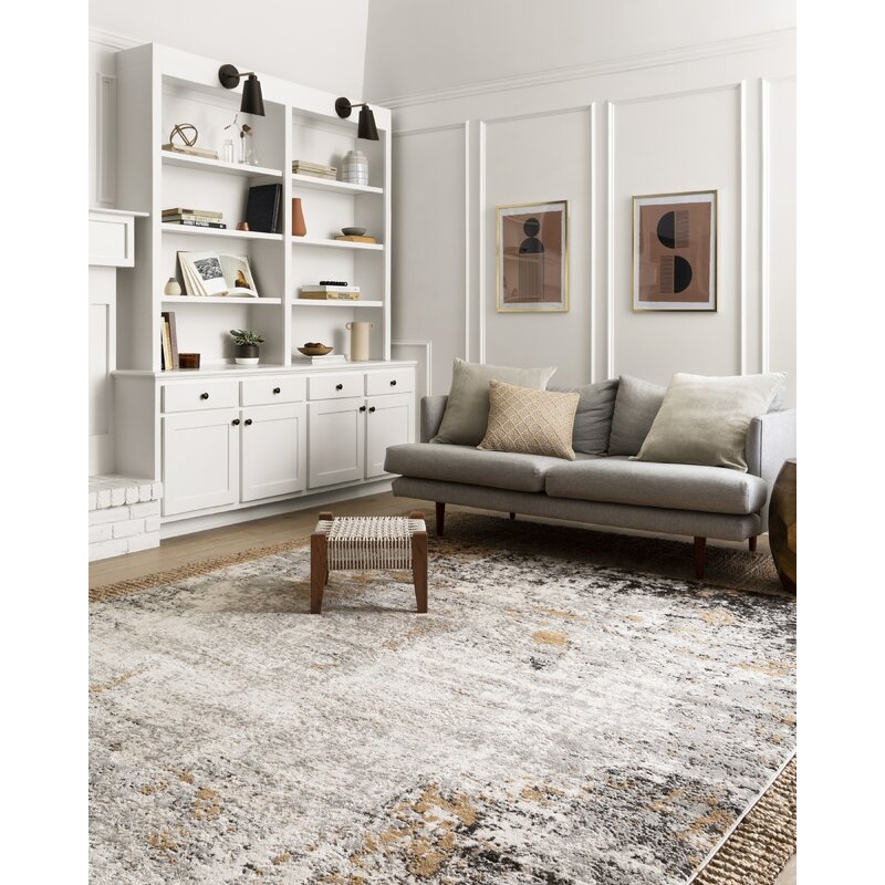 Lauretta Abstract Gray/Gold Area Rug - Image 1