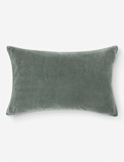 Charlotte Velvet Lumbar Pillow, Shale Blue - Image 1