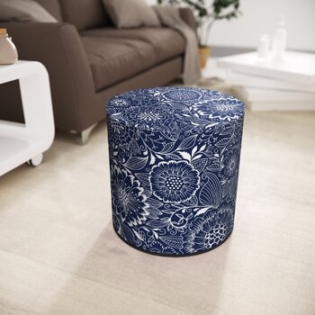 Round Ottoman Pouf Foot Stool With Great For Living Room And Bedroom - Image 1