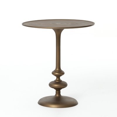 Matte Brass Pedestal End Table - Image 1