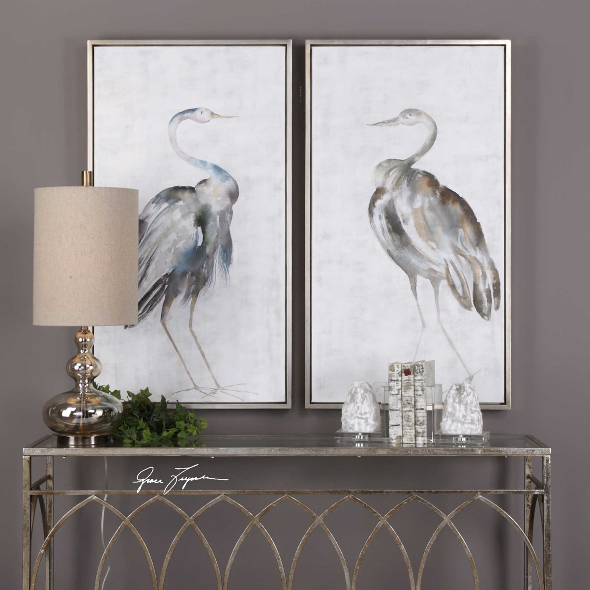 Summer Birds Hand Painted Canvases, 26' x 47", Set of 2 - Image 1