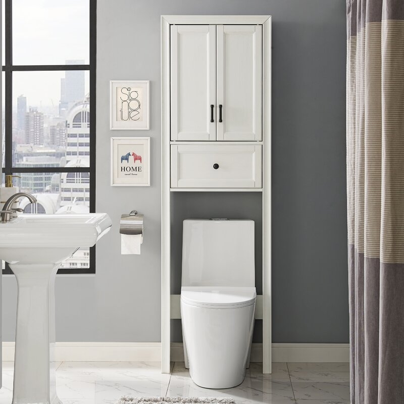 Jesse 22" W x 72" H x 11" D Solid + Manufactured Wood Free-Standing Over-the-Toilet Storage - Image 3