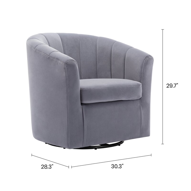 Barrentine Swivel Barrel Chair Slate Gray Velvet - Image 1
