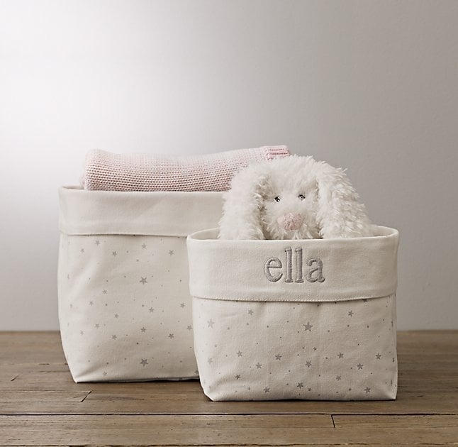 Nursery canvas storage - grey star - HAMPER - Image 1