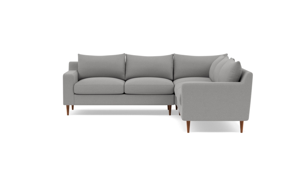 Sloan Right Sectional with Grey Ash Fabric, standard down blend cushions, and Oiled Walnut legs - Image 0