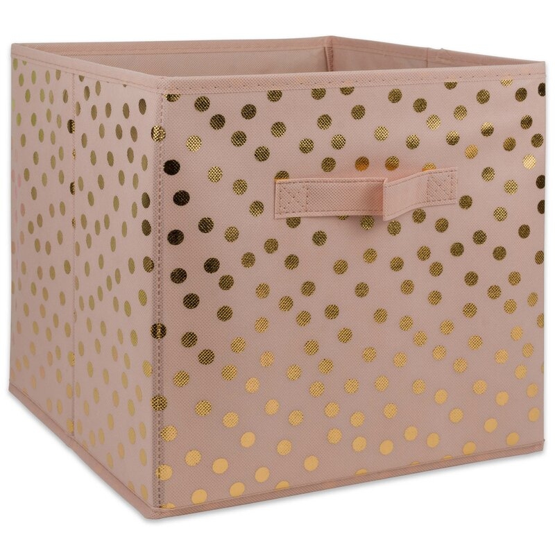 Small Dots Nonwoven 2 Piece Fabric Cube Set - Pink/Gold - Image 1