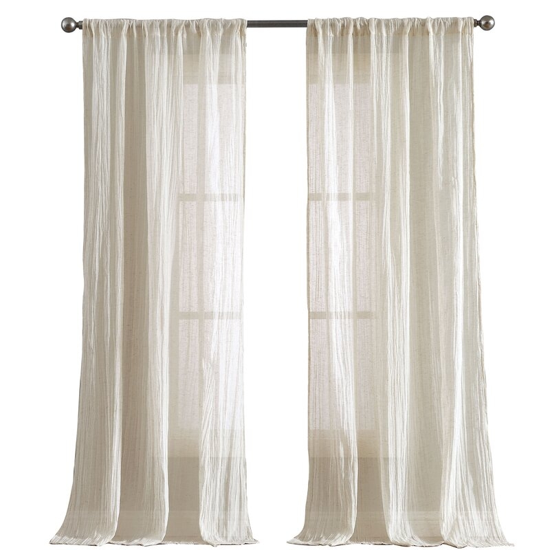 French Connection Charter Crushed Window Solid Semi-Sheer Curtain Panels (Set of 2) - Image 0