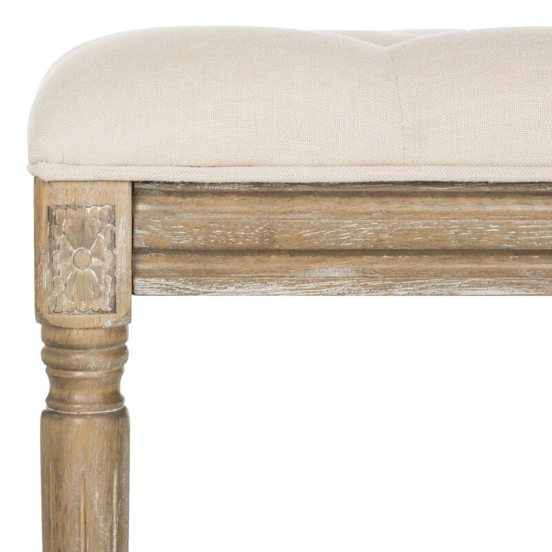 Beige; Gray Fleur Upholstered Bench - Image 3