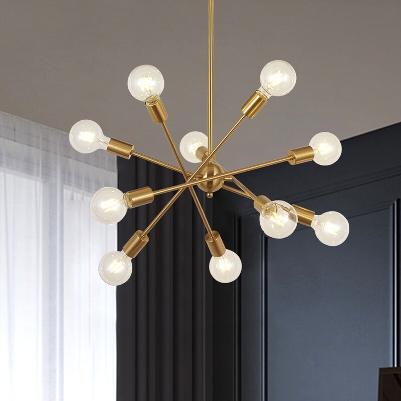 10-Light Sputnik Chandelier Brass Pendant Lighting - Image 2