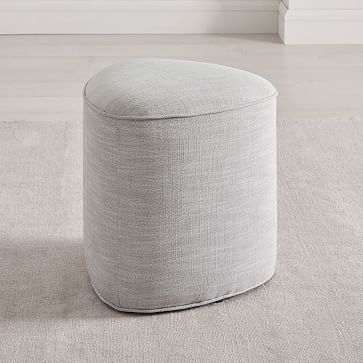 Pebble Ottoman, Small, Yarn Dyed Linen Weave, Frost Gray - Image 5