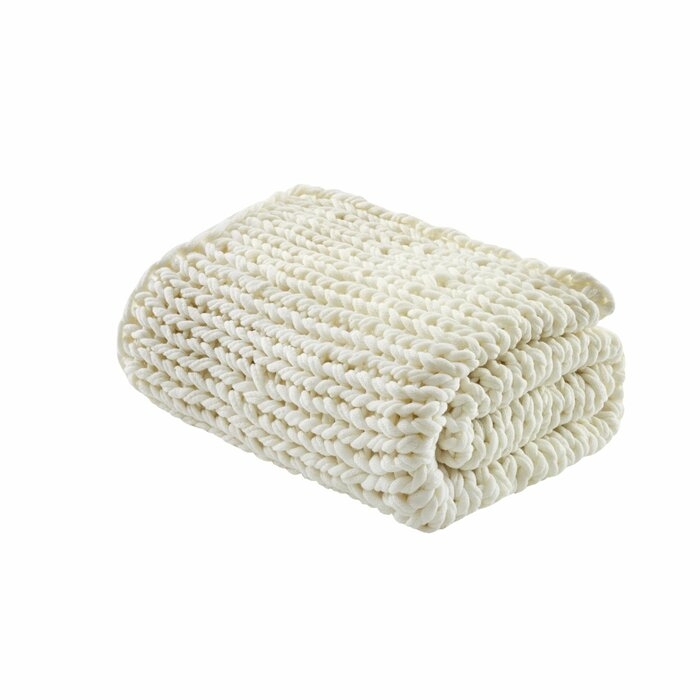 Tazewell Chunky Double Knit Throw - Ivory - Image 0