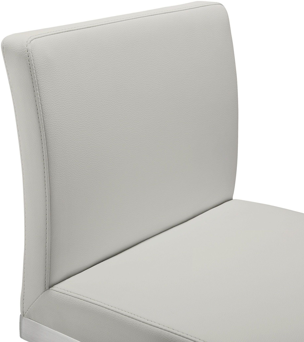 Parma Light Grey Performance Vegan Leather and Stainless Steel Counter Stool - Set of 2 - Image 4