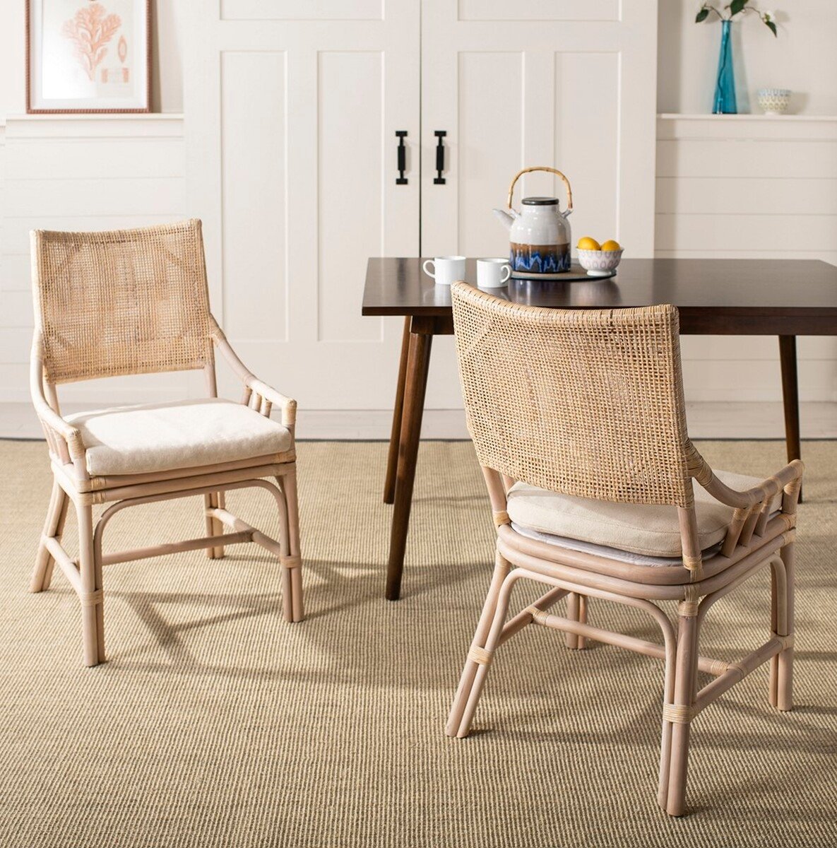 Donatella Rattan Chair - Natural White Wash - Safavieh - Image 3