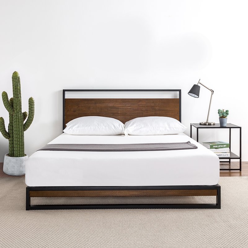 Pauletta Metal and Wood Platform Bed, Queen - Image 0
