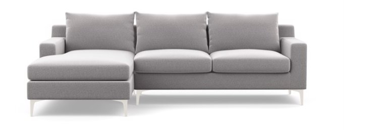 Sloan Left Chaise Sectional in Ash Fabric with White legs 108L - Image 0