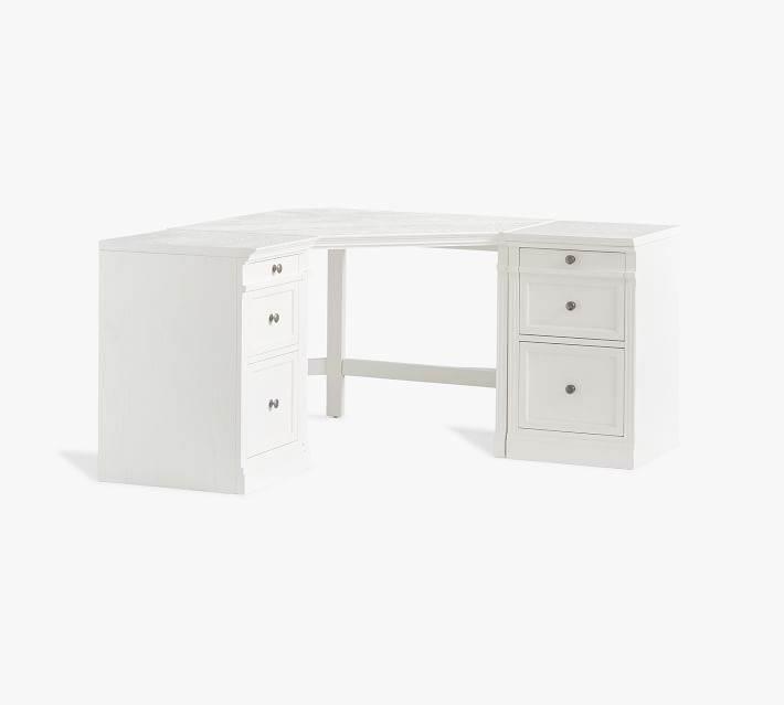 Livingston Corner Desk with Drawers | White - Image 0