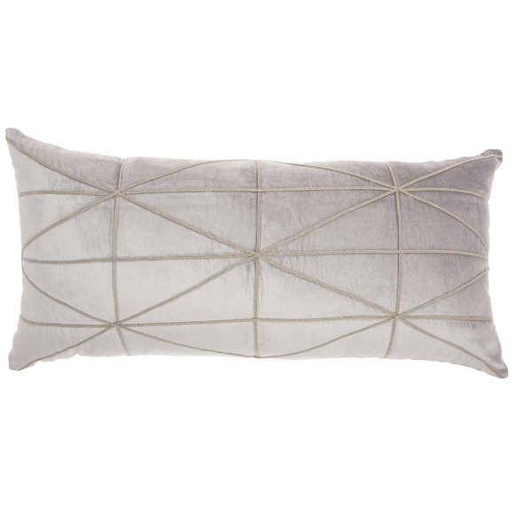 Velvet Lumbar Pillow - Light Gray - Image 0