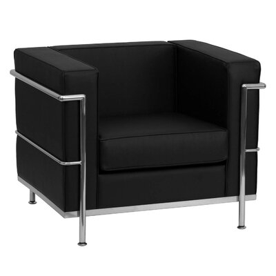 Orren Ellis Contemporary Black Leather Chair With Encasing Frame - Image 0