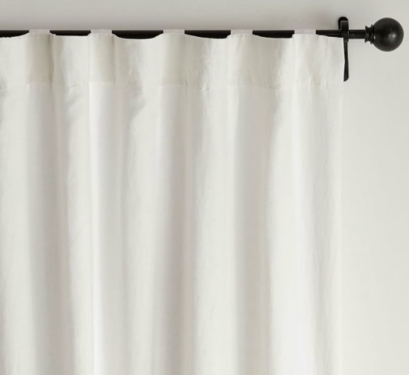 Belgian Flax Linen Blackout Curtain 50 x 108", White - Image 0