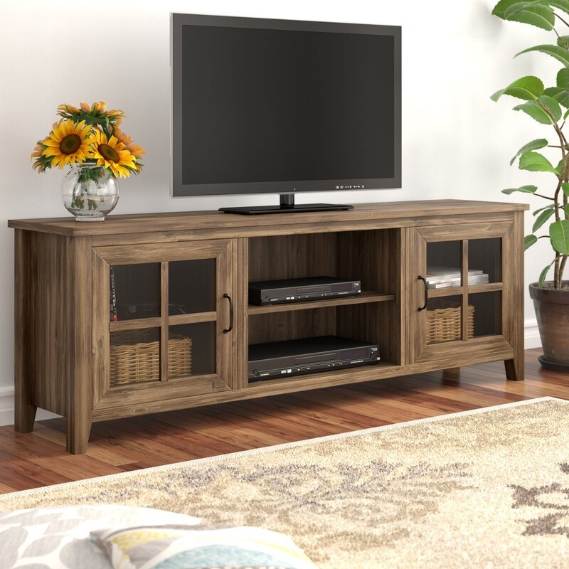 Dake TV Stand for TVs up to 78 inches - Reclaimed Barnwood - Image 2