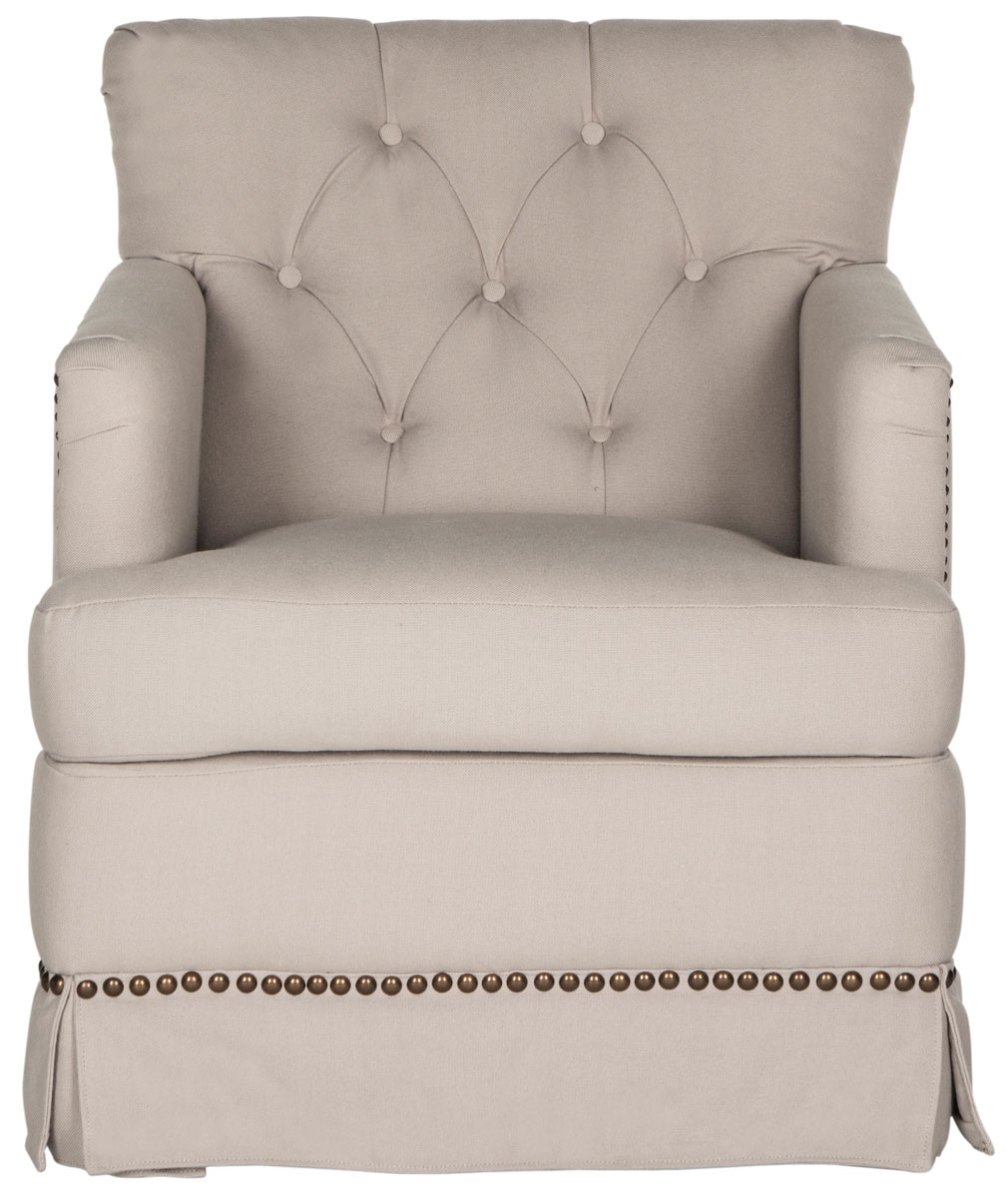 Millicent Swivel Accent Chair - Brass Nail Heads - Taupe - Arlo Home - Image 1