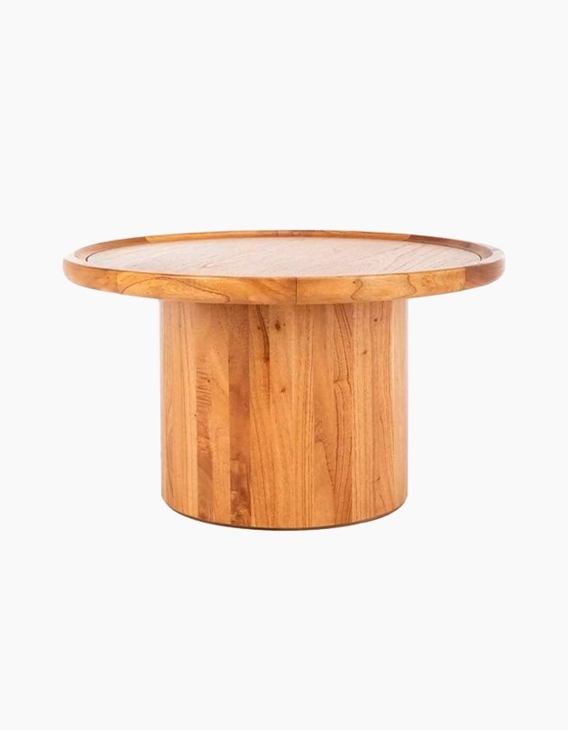 Devin Round Pedestal Coffee Table - Natural Brown - Safavieh - Image 0