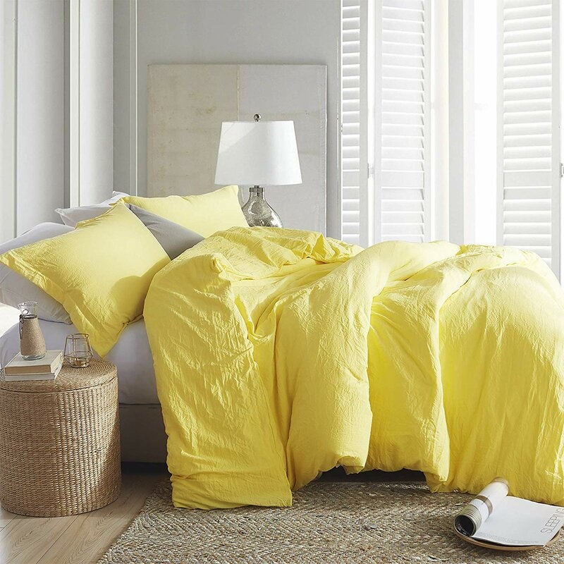 Queen Comforter + 2 Shams Limelight Yellow Shari Loft Comforter Set - Image 0