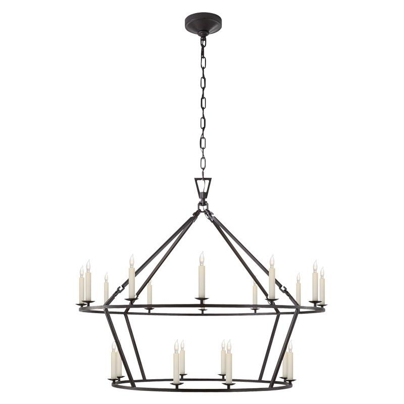 DARLANA TWO-TIERED RING LARGE CHANDELIER - AGED IRON - Image 0