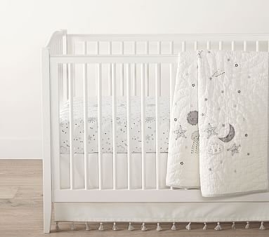 Skye Quilt Set with Organic Skye Crib Fitted Sheet and Silver Tassel Crib Skirt - Image 0